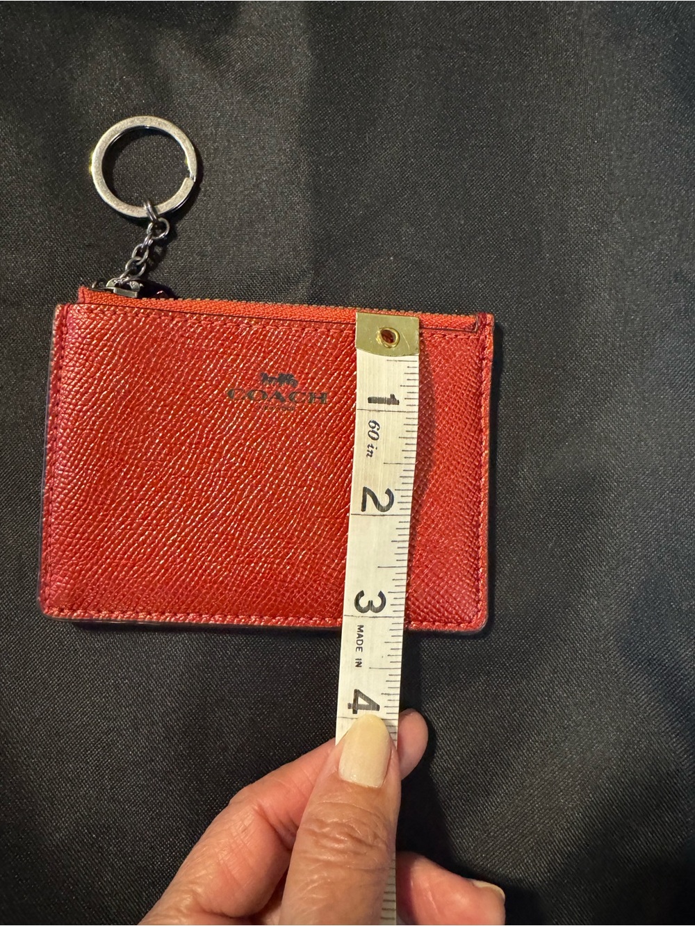 Coach Red Textured Leather Card Case - Picture 4 of 5